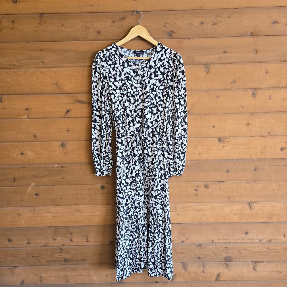 Baukjen Dress Ishya Viscose Midi Button Front Tie Waist Multicolor Boho 6 Flowy - Picture 2 of 6